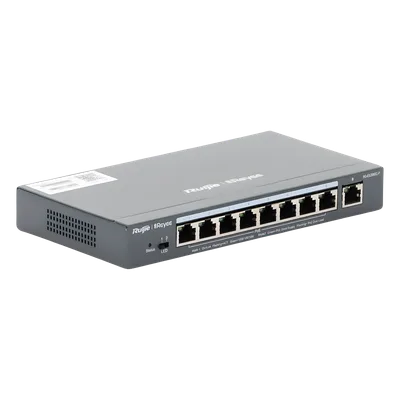 Switch Administrable PoE+ / 9 Puertos Gigabit / 8 Puertos PoE+ 802.3af/at / 120 W / Alcance Extendido 250 m (820.2 ft) / Sin Ventilador