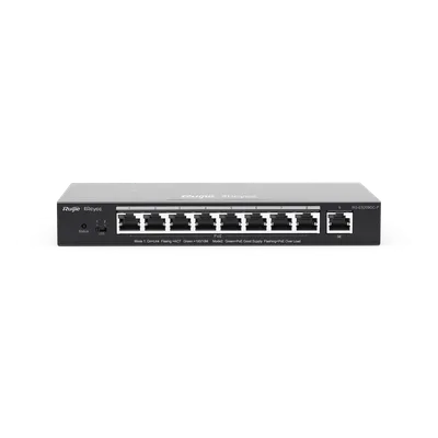 Switch Administrable PoE+ / 9 Puertos Gigabit / 8 Puertos PoE+ 802.3af/at / 120 W / Alcance Extendido 250 m (820.2 ft) / Sin Ventilador