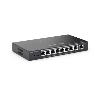 Switch Administrable PoE+ / 9 Puertos Gigabit / 8 Puertos PoE+ 802.3af/at / 120 W / Alcance Extendido 250 m (820.2 ft) / Sin Ventilador
