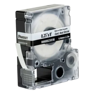 Casete de Etiquetas / Tubo Termocontráctil / 6.4 mm (0.25 in) Ancho / 2.4 m (7.87 ft) Largo / Calibre 22-18 AWG / Poliolefina Blanca