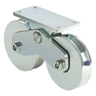 Rueda Doble para Puerta Corrediza / 16 cm / 1920 kgf / Canal V / Acero Galvanizado / 15.10 kg