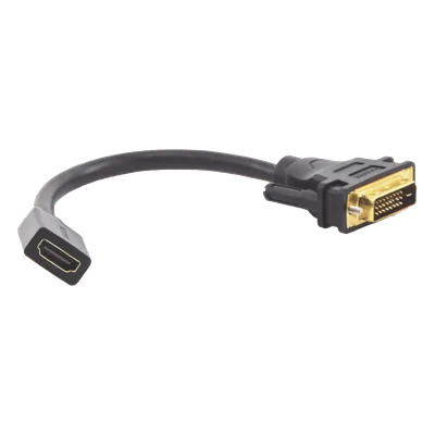 Adaptador DVI Macho a HDMI Hembra / Bidireccional / 1080P@60Hz / Cable 22 cm (8.66 in) / Triple Blindaje