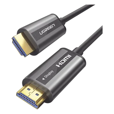 Cable HDMI de 15 Metros (49.21 Pies) por Fibra Óptica 4K@60Hz | Fibra de 4 Núcleos + Cobre EstaÑado de 7 Núcleos | Compatible con HDMI 2.0 | Alta Velocidad 18 Gbps | 3D | HDR | Carcasa de Zinc | Premi