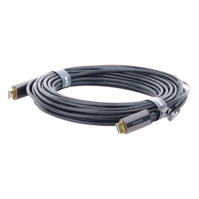Cable HDMI de 15 Metros (49.21 Pies) por Fibra Óptica 4K@60Hz | Fibra de 4 Núcleos + Cobre EstaÑado de 7 Núcleos | Compatible con HDMI 2.0 | Alta Velocidad 18 Gbps | 3D | HDR | Carcasa de Zinc | Premi