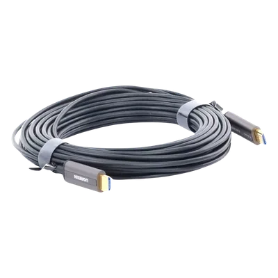 Cable HDMI de 15 Metros (49.21 Pies) por Fibra Óptica 4K@60Hz | Fibra de 4 Núcleos + Cobre EstaÑado de 7 Núcleos | Compatible con HDMI 2.0 | Alta Velocidad 18 Gbps | 3D | HDR | Carcasa de Zinc | Premi