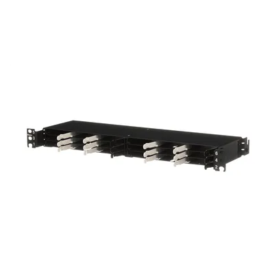 Panel de Distribución de Fibra Óptica / 1 UR / 19" / 144 Fibras / 18 Cassettes HD Flex / 4 Espacios / 1.72" (43.7 mm) Alto