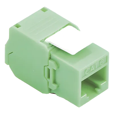 Módulo Jack Keystone / Cat6A / RJ45 Sin Blindaje / Terminación Ángulo 180° / Color Verde / 1 Puerto