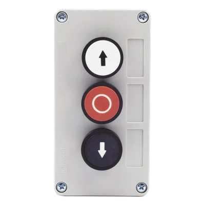 Botonera de control triple / IP40 / -20 a 50 °C / ≤24 VCC / 67 x 133 x 49 mm / 2.6 x 5.2 x 1.9 in