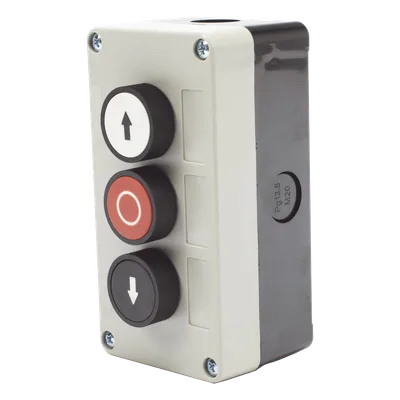 Botonera de control triple / IP40 / -20 a 50 °C / ≤24 VCC / 67 x 133 x 49 mm / 2.6 x 5.2 x 1.9 in