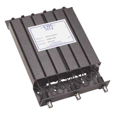 Duplexer / Rechazo de Banda / 400-440 MHz / 4.6-6 MHz Sep. / 50 W / BNC Hembra / 6 Cavidades / 1.25x6x9.5 in