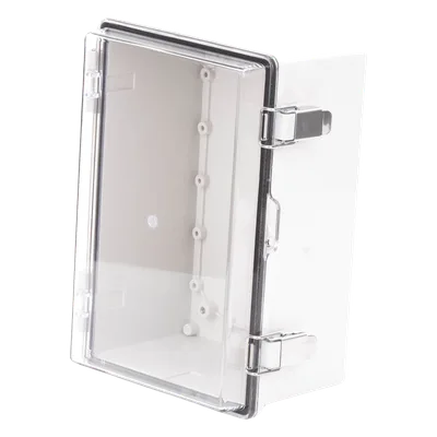 Gabinete Plástico ABS / IP66 / Puerta Transparente Policarbonato / 190 x 290 x 140 mm / Cierre Broche Inoxidable / Compatible Candado Perno 5 mm