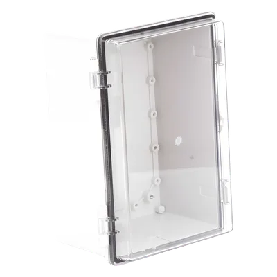 Gabinete Plástico ABS / IP66 / Puerta Transparente Policarbonato / 190 x 290 x 140 mm / Cierre Broche Inoxidable / Compatible Candado Perno 5 mm