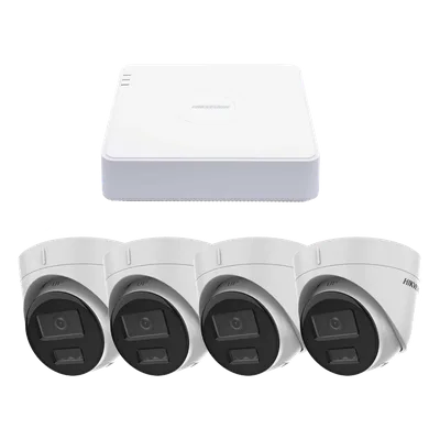 Kit de Videovigilancia IP / 2 Megapixel / NVR 4 Canales PoE+ / 4 Cámaras Turret / ColorVu 20 m (65.6 ft) / Audio Integrado / WDR 120 dB