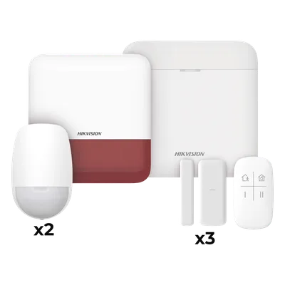 Kit de Alarma Inalámbrica / 48 Zonas / GSM 3G/4G + Wi-Fi 2.4 GHz / Sirena Exterior Roja / Detección 15 m (49.2 ft) / 433 MHz