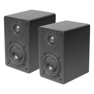 Par de Altavoces de Estantería / Woofer 4'' / Tweeter 1'' Aluminio / 40 Watts / 8 Ohms / 85-20k Hz / Negro Mate