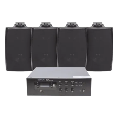 Kit Amplificador / 120W RMS / 70/100V / 4 Altavoces Pared / Bluetooth MP3 / Taps 2.5W-20W