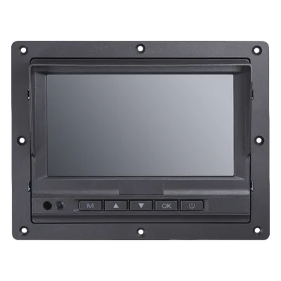 Monitor Táctil LCD / 7 Pulgadas / 3 Canales de Video / 2 Canales de Alarma / Conector Aviación 4 Pines / Operación -20°C a 70°C
