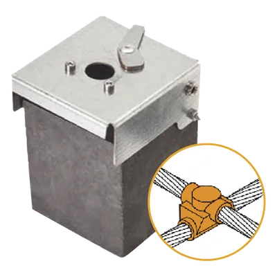 Molde de Grafito Horizontal Unión en Cruz / Cable 4/0 AWG (120 mm²) / 50 Soldaduras / Acero Electrogalvanizado / Normativa UNE 21186