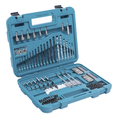 Juego de accesorios multipropósito / 100 piezas / Brocas y puntas para metal, concreto y madera / Maletín organizador