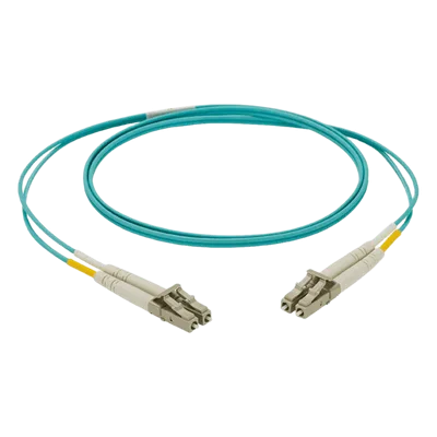 Jumper de Fibra Óptica / Multimodo OM3 50/125 µm / LC-LC Dúplex / LSZH / Aqua / 3 m (9.84 pies) / 1.6 mm