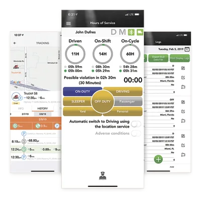 Licencia ELD / Cumplimiento Regulatorio EE.UU., Canadá y México / Ciclos 60h/7d y 70h/8d / App Android e iOS / Integración GPS