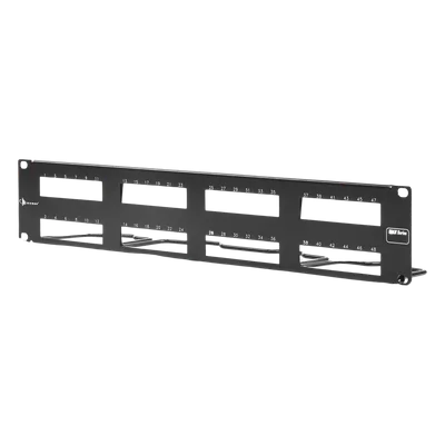 Patch Panel / 48 Puertos UTP / Vertical 2U (3.5') / Aluminio Cepillado / Negro / 19" Rack