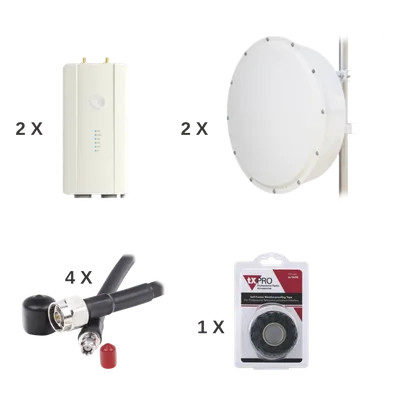 Enlace completo de 2 radios FORCE400C con antenas TXP-4965-30PB2-KIT (30 dBi), rango de frecuencia extendida (4.9 a 6.2 GHz)