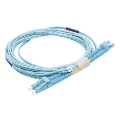 Jumper de Fibra Óptica / OM3 50/125 / LC-LC Dúplex / OFNR Riser / 2.0 mm / 3 m (9.84 ft) / Aqua