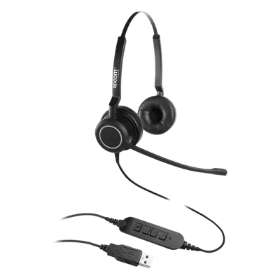 Audífonos USB de Diadema / Audio HD Estéreo / Cancelación de Ruido / Micrófono Cardioide 300° / Diseño Ergonómico 58-72 g