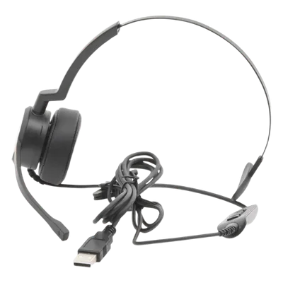 Auriculares USB / Mono / Audio HD / Micrófono Cardioide con Cancelación de Ruido / Diadema Ajustable / 58 g