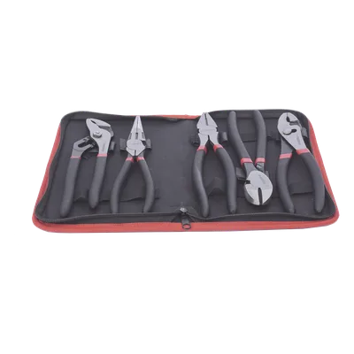 Juego de Pinzas / 5 Piezas / 8" (203.2 mm) / Acero / Mango Antiderrapante / Estuche Plástico