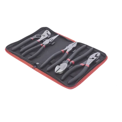 Juego de Pinzas / 5 Piezas / 8" (203.2 mm) / Acero / Mango Antiderrapante / Estuche Plástico