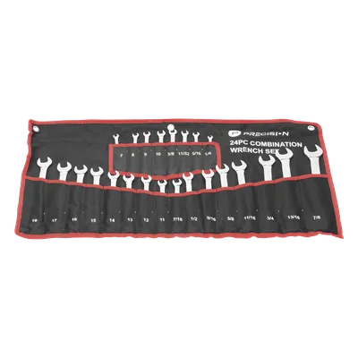 Juego de Llaves Combinadas / 24 Piezas / Métricas e Imperiales / Acero Cromo-Vanadio / Estuche Nylon Enrollable