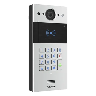 Videoportero IP SIP / 2 Megapixel / Teclado y Lector NFC+RFID 125 kHz / Control de 2 Puertas / PoE / IP65 / Notificación App y Llamada Telefónica / PIN Temporal