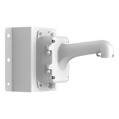Montaje de Esquina con Caja de Conexión / Compatible Domos PTZ / Aleación de Aluminio y Acero / Carga 10 kg (22 lb) / Adaptador AC 24V 3A / IP para Exterior