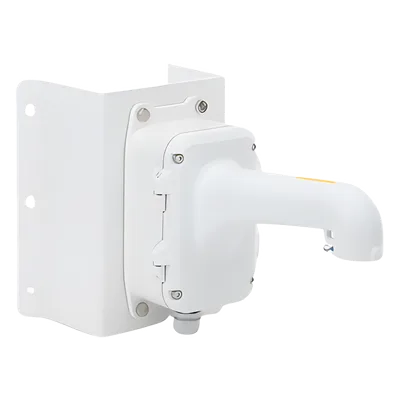 Montaje de Esquina con Caja de Conexión / Compatible Domos PTZ / Aleación de Aluminio y Acero / Carga 10 kg (22 lb) / Adaptador AC 24V 3A / IP para Exterior