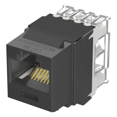 Conector Keystone / Cat 6A / 8P8C / UTP / 22-26 AWG / T568A/B / 50 μin Oro / Negro