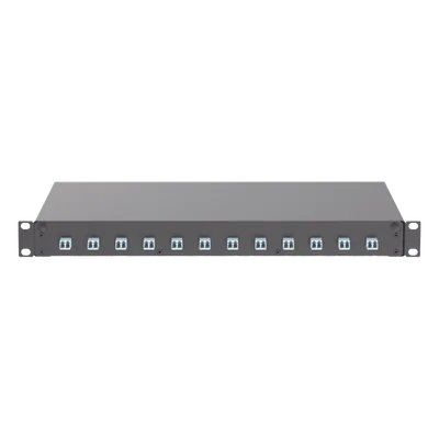 Distribuidor de Fibra Óptica / 12 Conectores LC Duplex (24 Fibras) / Multimodo OM3/OM4 / 1 UR / 17.5 in (444.5 mm) Ancho / 12.13 in (308.2 mm) Profundidad