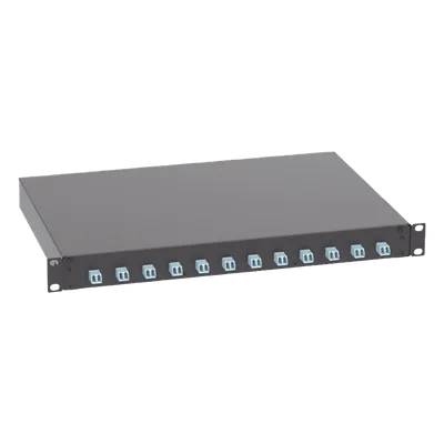 Distribuidor de Fibra Óptica / 12 Conectores LC Duplex (24 Fibras) / Multimodo OM3/OM4 / 1 UR / 17.5 in (444.5 mm) Ancho / 12.13 in (308.2 mm) Profundidad