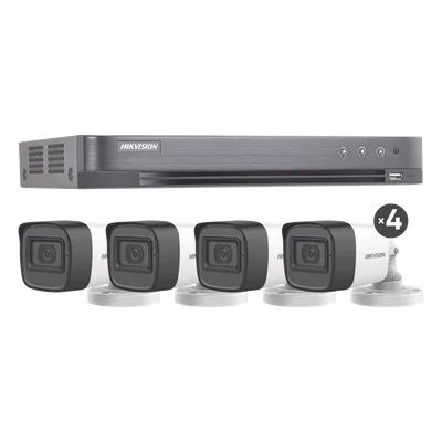 Kit de Videovigilancia TurboHD / 5 Megapixel / DVR 8 Canales / 4 Cámaras Bala con Audio / IR 30 m (98.4 ft) / IP67 / Lente 2.8 mm