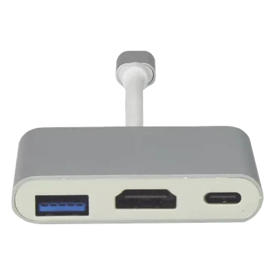 Adaptador Multipuerto USB-C / HDMI 4K / USB 3.0 5 Gbps / Carga PD 65W / 3-en-1 / Plug and Play