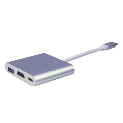 Adaptador Multipuerto USB-C / HDMI 4K / USB 3.0 5 Gbps / Carga PD 65W / 3-en-1 / Plug and Play