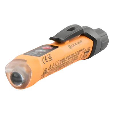 Detector de voltaje sin contacto / 12-1000 V CA / Doble rango / IP67 / CAT IV 1000 V / 6.6' (2 m) resistencia a caídas / Linterna integrada