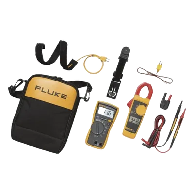 Kit HVAC / Multímetro con temperatura integrada / Pinza amperimétrica True RMS 400 A / Detección microamperios / Retroiluminación LED