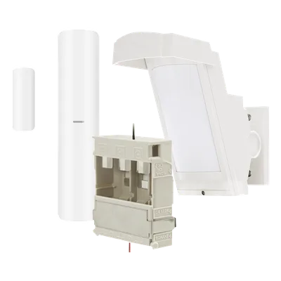 Detector PIR Volumétrico / Exterior 100% / 12 m (39.4 ft) a 85° / Inalámbrico / Montaje 2.5 - 3 m (8.2 - 9.8 ft) / Antimascota / Transmisor AXPRO Incluido