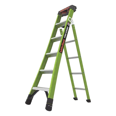 Escalera Combinada 3 en 1 / Fibra de Vidrio / 1.83 m (6 ft) / Carga 170 kg (375 lb) / Almohadilla Giratoria / Barra en V