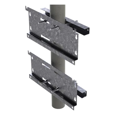Herraje de Fijación para Gabinete / Compatible 16U y 24U / Acero Galvanizado / Pared, Poste o Torre