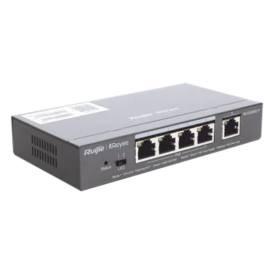 Switch Administrable PoE / 5 Puertos Gigabit / 4 Puertos PoE 802.3af/at / 54 W / Capacidad 10 Gbps / Gestión Cloud / Sin Ventilador