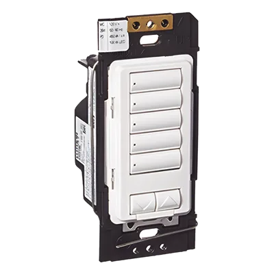 Botonera Híbrida Inalámbrica / 5 Botones Programables / Atenuador Integrado 450 W / RF 431-437 MHz / Instalación 2 Hilos o con Neutro