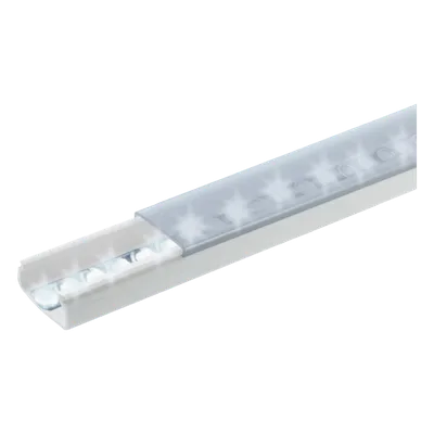 Canal para Tira LED / 20 x 10 mm / Tapa Transparente / PVC Autoextinguible / 1.53 m (5.02 ft) / Adhesivo Integrado